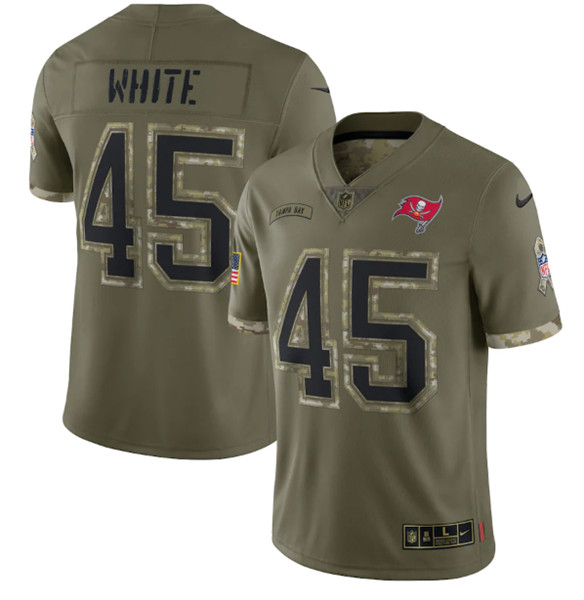 Men's Tampa Bay Buccaneers #45 Devin White 2022 Olive Salute To Service Limited Stitched Jersey